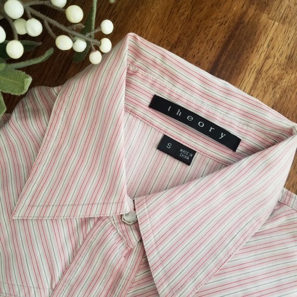 THEORY pink striped button down shirt s WESTERN - Picture 4 of 6